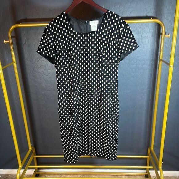 Worthington Black and White Sheath Midi Dress with Crew Neck - Picture 1 of 5
